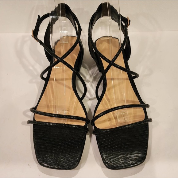 nwot BAMBOO Black Lizard embossed Strappy block heel Sandals SIZE 10M - Picture 5 of 10